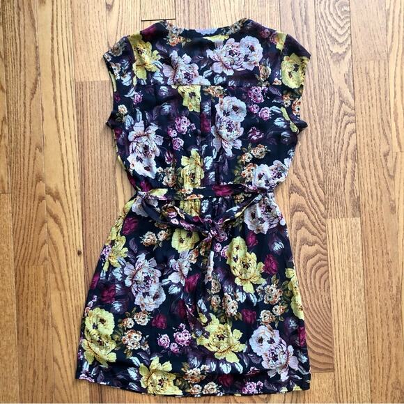 DR2 Floral Lined Sleeveless Belted Elasticized Waist Maroon Dress Women’s Size S - Picture 9 of 13